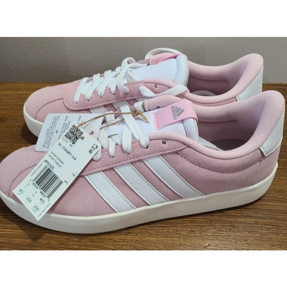 NWT Adidas Pink Suede VL Court 3.0 Sneakers Sz 8.5